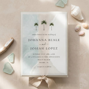 Invitations En Vélin Mariage Élégant Minimaliste au Palmier