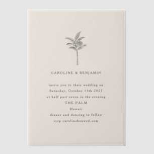 Invitations En Vélin Mariage élégant minimaliste Ecru Palm Tree Line Ar