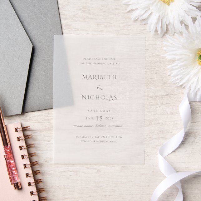 Invitations En Vélin Mariage Élégant Moderne Enregistrer la Date (Mariage)