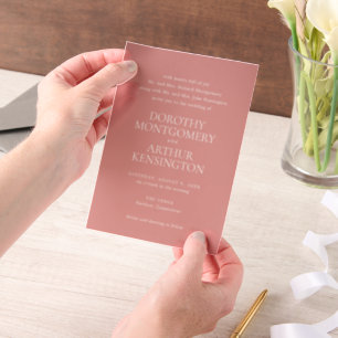 Invitations En Vélin Mariage Élégant Rose Corail Moderne
