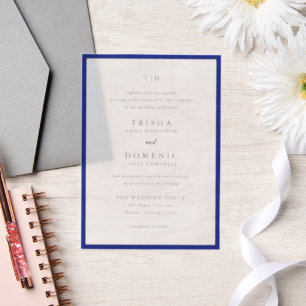 Invitations En Vélin Mariage Élégant Royal Bleu Monogramme Moderne