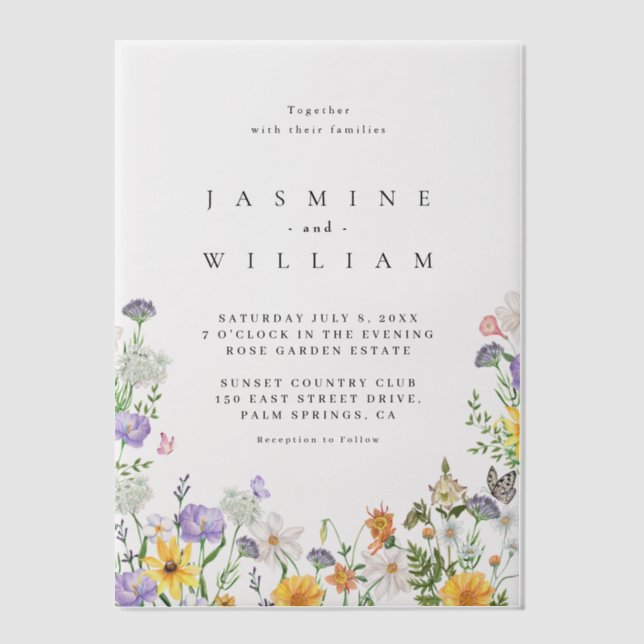 Invitations En Vélin Mariage fleur sauvage (Recto)