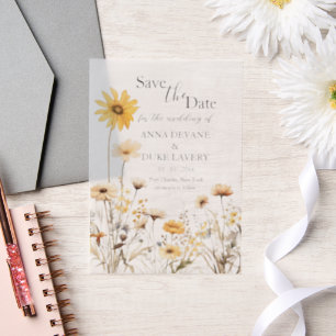 Invitations En Vélin Mariage fleur sauvage Enregistrer la date