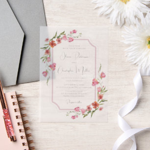 Invitations En Vélin Mariage Floral Aquarelle Élégant Romantique