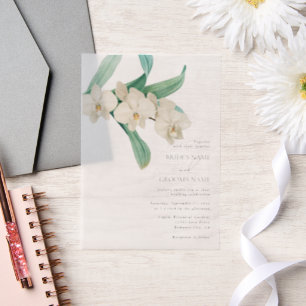 Invitations En Vélin Mariage Floral Aquarelle Orchidées Blanches