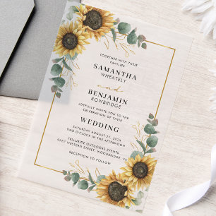 Invitations En Vélin Mariage floral de tournesol Eucalyptus