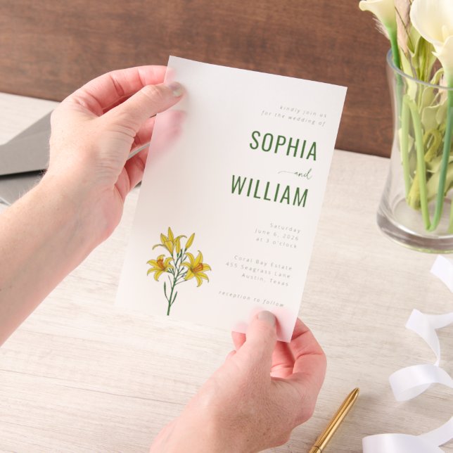 Invitations En Vélin Mariage Floral Élégant Vert (Ordinateur de poche)