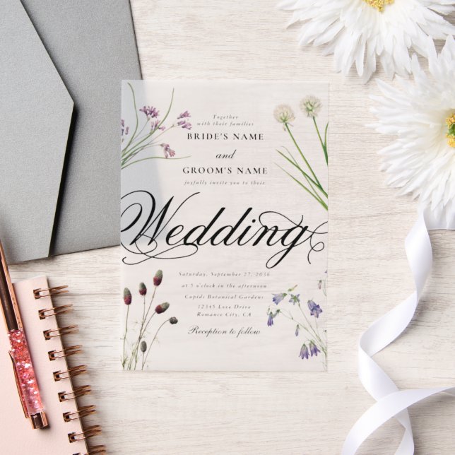 Invitations En Vélin Mariage floral Fleur sauvage acrylique clair (Mariage)