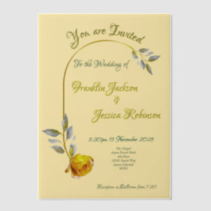 Invitations En Vélin Mariage floral jaune doux rose et beurre jaune