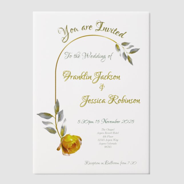Invitations En Vélin Mariage floral rose et vert pâle (Recto)