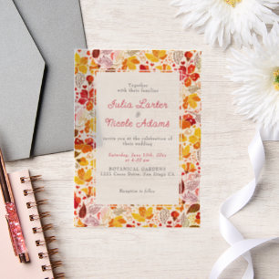 Invitations En Vélin Mariage Florales Tropicales d'Hibiscus Orange Brûl