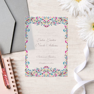 Invitations En Vélin Mariage Luxueux Fantaisiste Style Fleur Ivory Bord