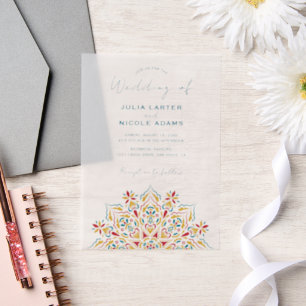 Invitations En Vélin Mariage mandala de crête de culture folklorique tr