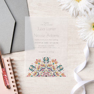Invitations En Vélin Mariage Mandala Fleurs de Lotus Oiseaux Cygne Chuc