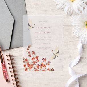 Invitations En Vélin Mariage Mandala Fleurs de Lotus Oiseaux Cygne Chuc
