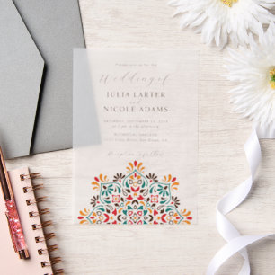 Invitations En Vélin Mariage Mandala Floral Bohème Soleil Levant