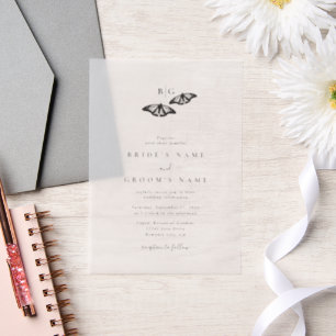 Invitations En Vélin Mariage minimaliste de papillon noir blanc