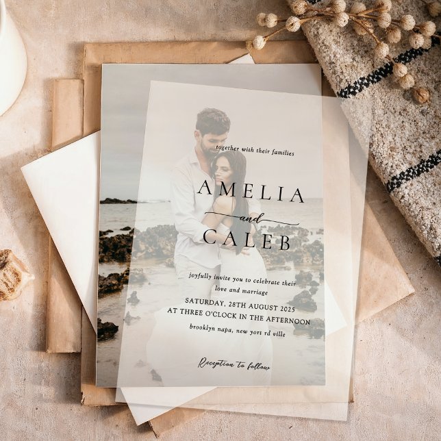 Invitations En Vélin Mariage minimaliste moderne (Créateur téléchargé)