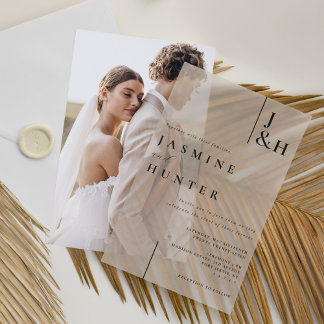 Invitations En Vélin Mariage minimaliste noir et blanc moderne