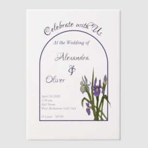 Invitations En Vélin Mariage minimaliste violet et bleu iris