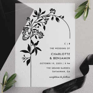 Invitations En Vélin Mariage Moderne à l'Arche Botanique Noire