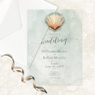 Invitations En Vélin Mariage Moderne au Bord de la Mer Aqua
