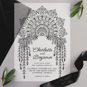 Invitations En Vélin Mariage Moderne Bohème Mandala Noir