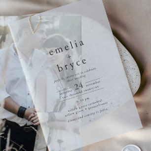 Invitations En Vélin Mariage moderne boho minimaliste unique noir EMELI