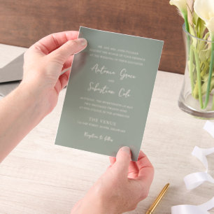 Invitations En Vélin Mariage Moderne Élégant Vert Sauge