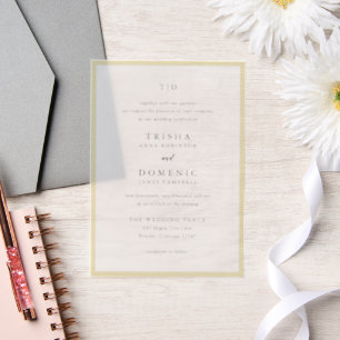 Invitations En Vélin Mariage Moderne Monogramme Jaune Beurre Élégant