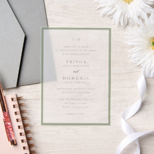 Invitations En Vélin Mariage Moderne Monogramme Vert Sauge Élégant