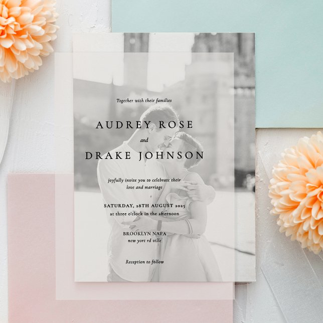 Invitations En Vélin Mariage Moderne Noir et Blanc (Créateur téléchargé)