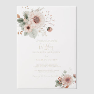 Invitations En Vélin Mariage Moderne Tendance Fard à Joues Rose Poussié