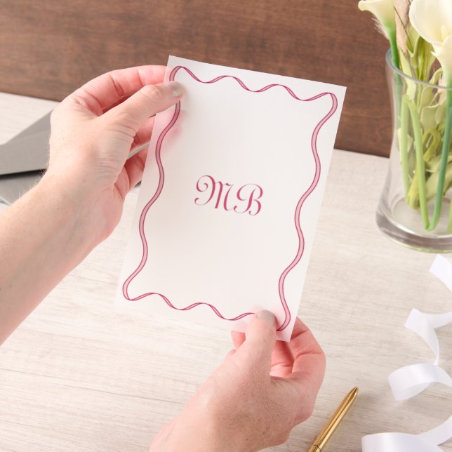Invitations En Vélin Mariage monogramme des bordures roses (Ordinateur de poche)