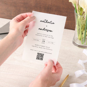 Invitations En Vélin Mariage noir blanc minimaliste intemporel
