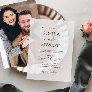 Invitations En Vélin Mariage noir et blanc minimal classique