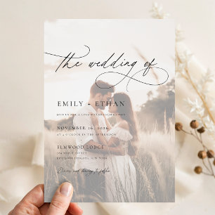Invitations En Vélin Mariage photo avec superposition Bohème Rustique