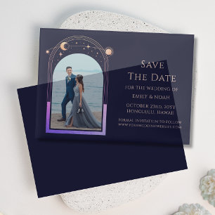 Invitations En Vélin Mariage photo bleu de la marine céleste Rainbow