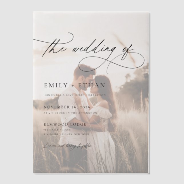 Invitations En Vélin Mariage photo Boho Rustic Overlay (Recto)