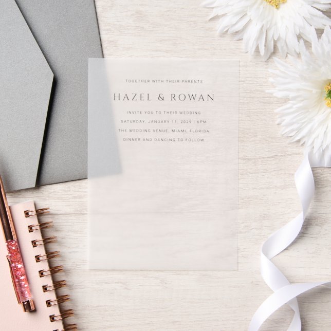 Invitations En Vélin Mariage photo simple moderne (Mariage)