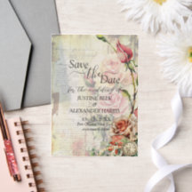 Mariage Rose vintage Enregistrer la date