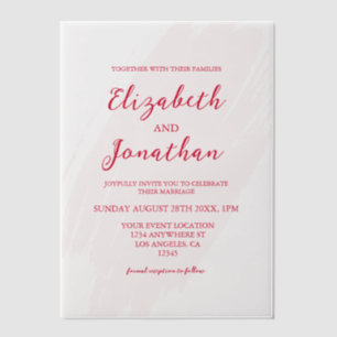 Invitations En Vélin Mariage Rouge Cerise