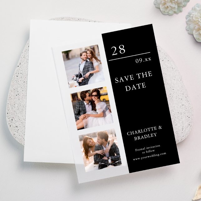 Invitations En Vélin Mariage Simple Enregistrer La Photo Date (Créateur téléchargé)