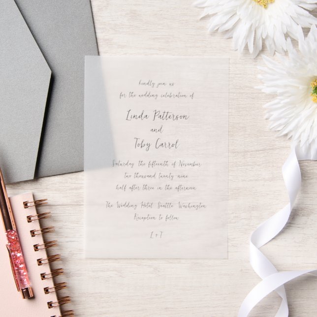 Invitations En Vélin Mariage Simple Manuscrit Moderne (Mariage)