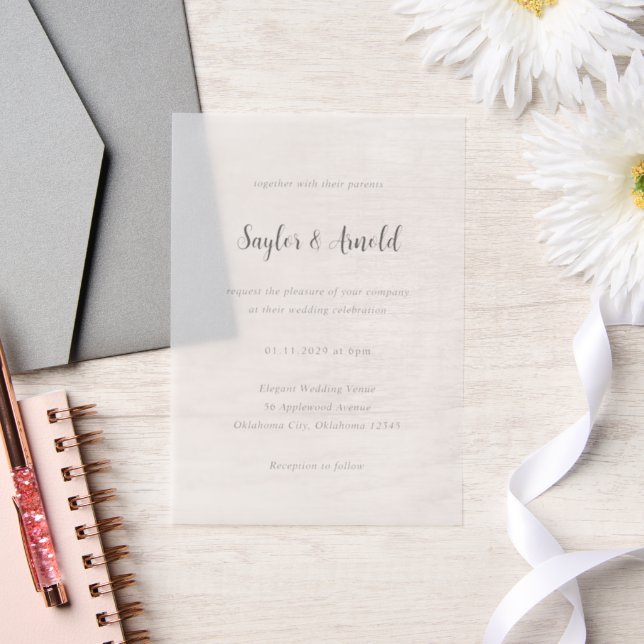 Invitations En Vélin Mariage Simple Moderne (Mariage)
