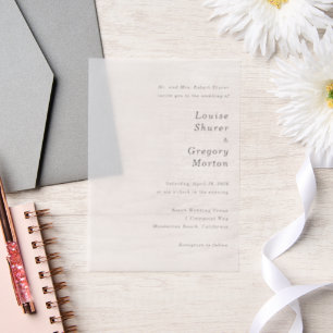 Invitations En Vélin Mariage Simple Moderne