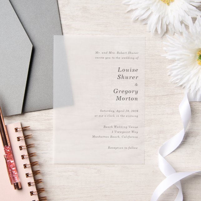 Invitations En Vélin Mariage Simple Moderne (Mariage)