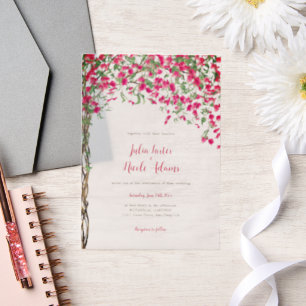 Invitations En Vélin Mariage sous la forêt tropicale de bougainvillée r