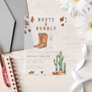 Invitations En Vélin Mariage Western Boots et Bubbly