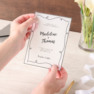 Invitations En Vélin Mariage Whimsical de script mignon tiré à la main